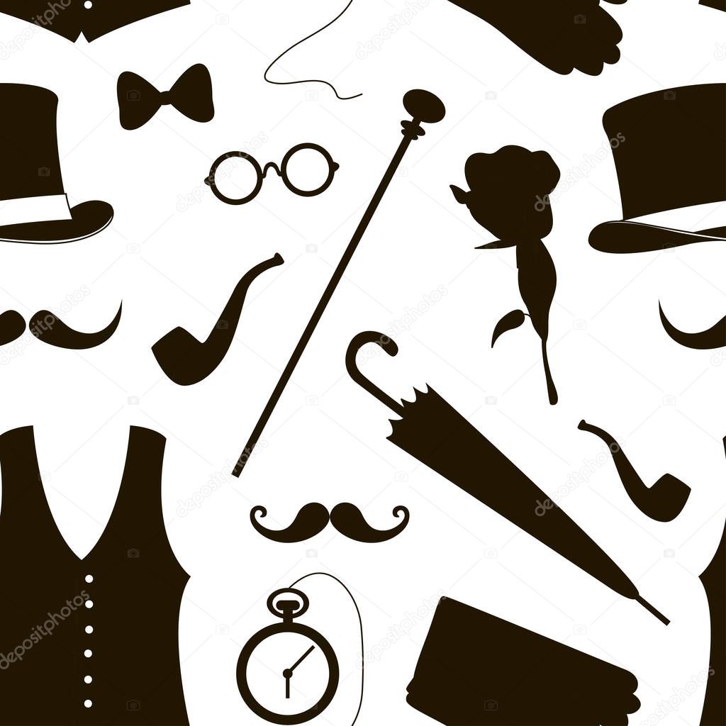 Pattern of vector elements for gentlemen, design elements for your projects, cards, invitation, gentleman clothes