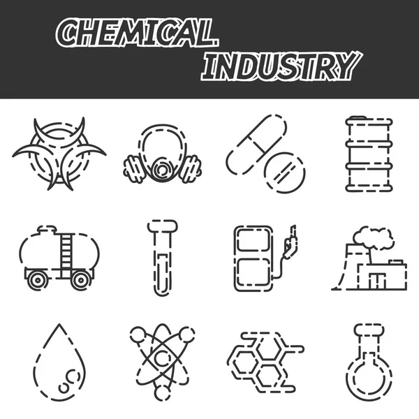 Zestaw ikon przemysłu chemicznego — Wektor stockowy