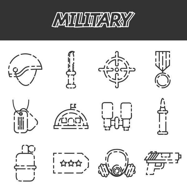 Vojenské ikony nastavit — Stockový vektor