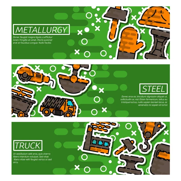 Conjunto de Banners Horizontais sobre Metalurgia —  Vetores de Stock