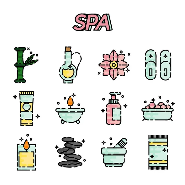 Set di icone piatte SPA — Vettoriale Stock