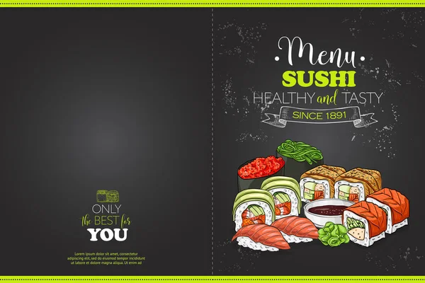 Kolor montaż poziomy Sushi menu — Wektor stockowy