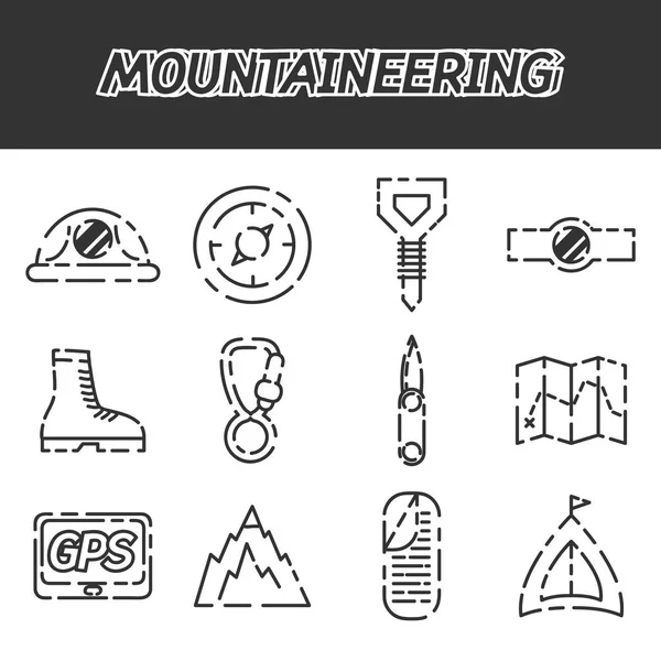 Montañismo icono conjunto — Vector de stock