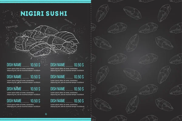 Farbe horisontal Sushi-Menü — Stockvektor