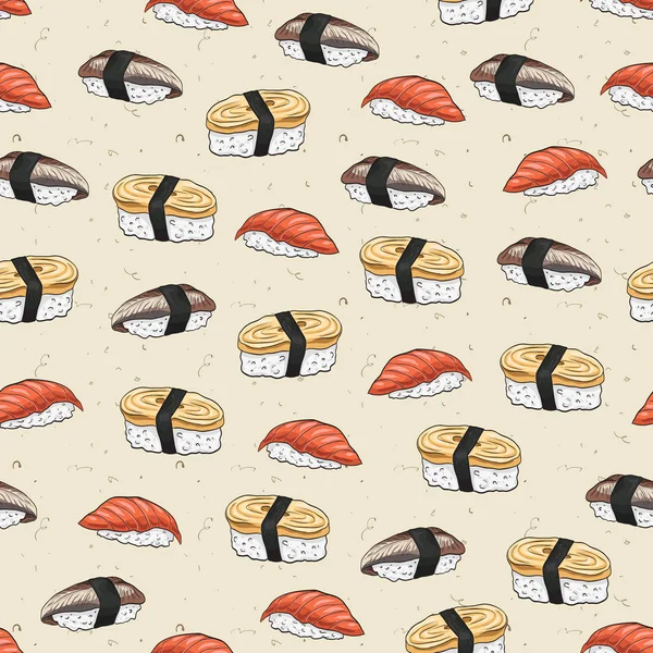 Padrão sem costura de sushi —  Vetores de Stock