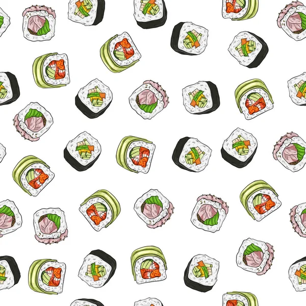 Patrón sin costuras de sushi — Vector de stock