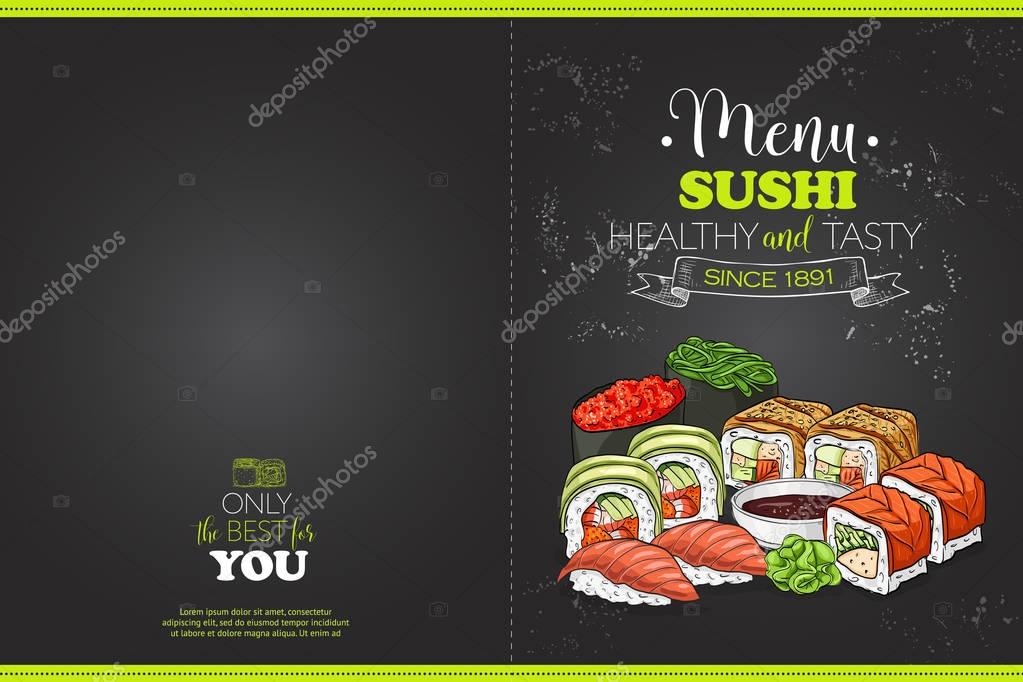 Cover Color Horisontal Sushi Menu Design On A A Blackboard Larastock Cover Color Horisontal Sushi Menu Design On A A Blackboard Larastock