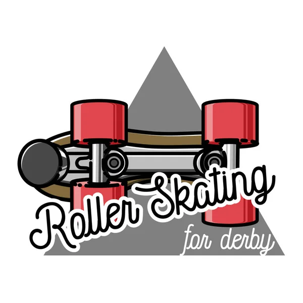 Cor Rolo vintage Skates emblema — Vetor de Stock