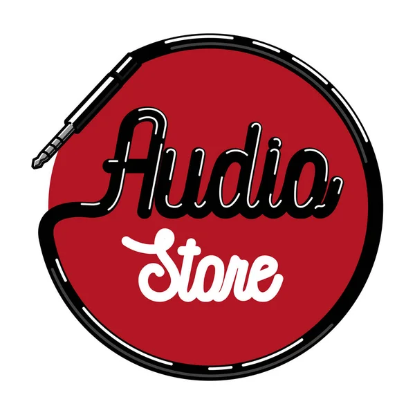 Color vintage emblema de la tienda de audio — Vector de stock