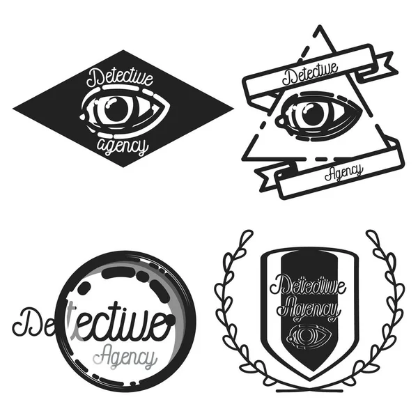 Vintage agencia de detectives emblemas — Vector de stock