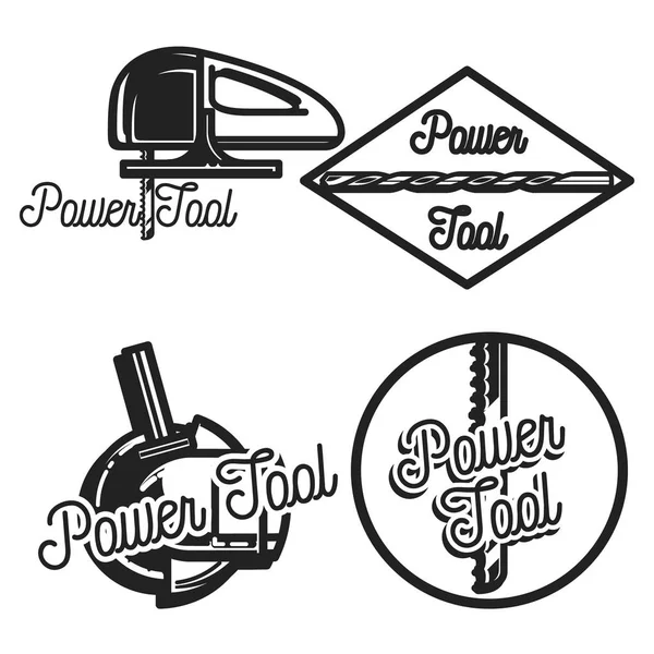 Vintage magasin d'outils électriques emblèmes — Image vectorielle