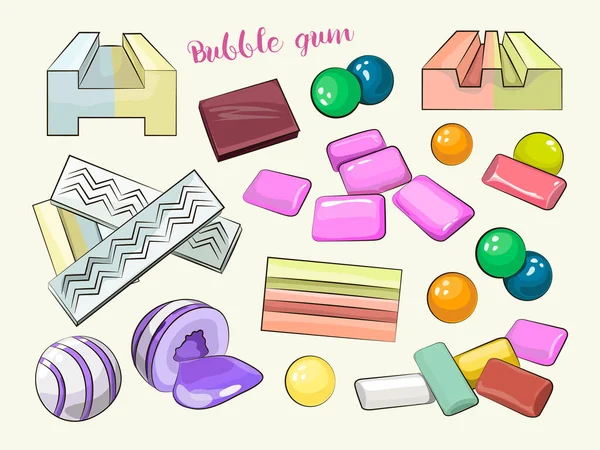 Bubble gum set — Stock Vector