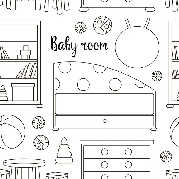 Interior of baby room pattern — Stock Vector