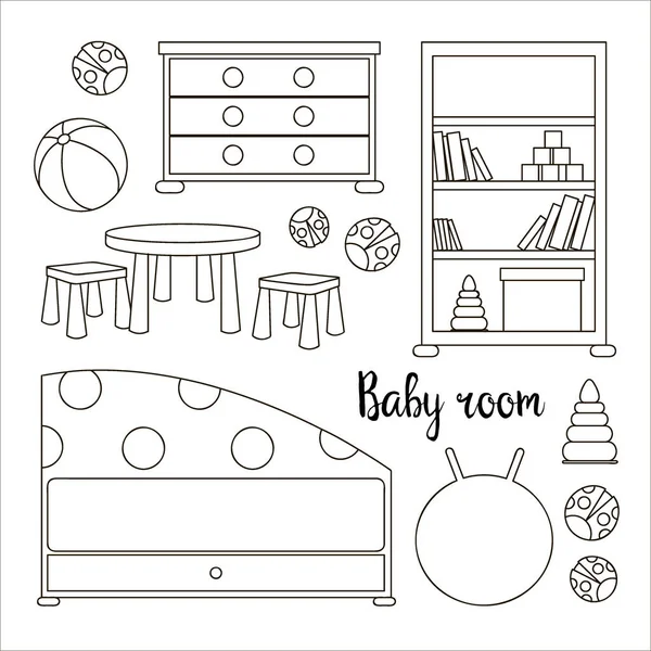 Interior de la habitación del bebé — Vector de stock