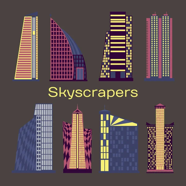 Набор значков небоскрёбов — стоковый вектор
