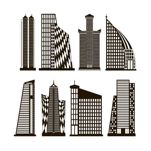 Ensemble d'icônes gratte-ciel — Image vectorielle