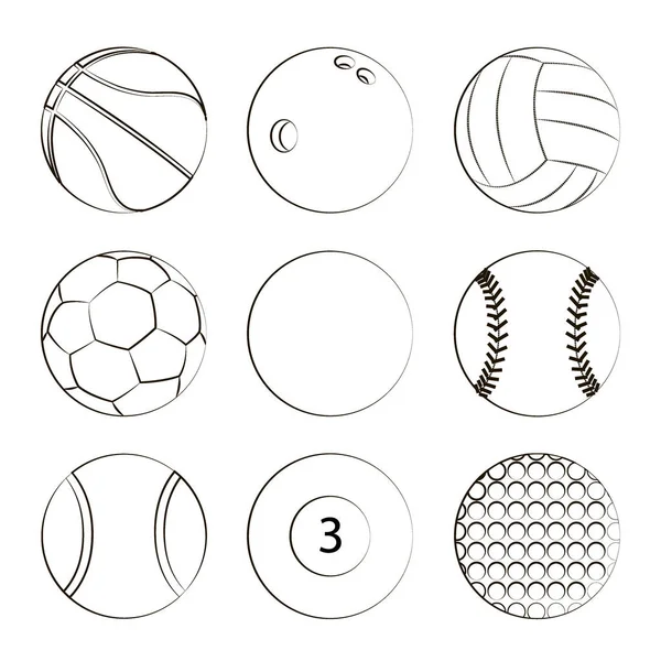 Juego de bolas deportivas — Vector de stock