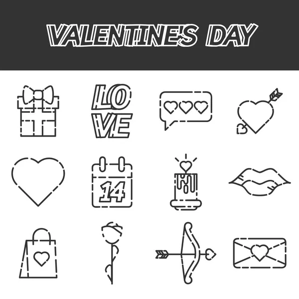 Valentin-napi lapos ikonok készlet — Stock Vector