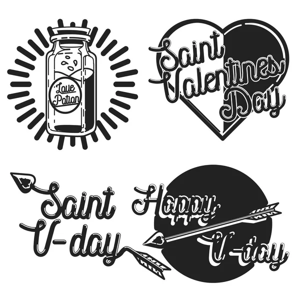 Vintage San Valentín emblemas del día — Vector de stock