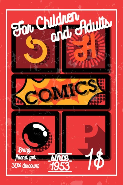 Color vintage comics shop banner