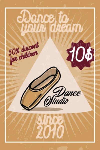 Color banner de estudio de danza vintage — Vector de stock