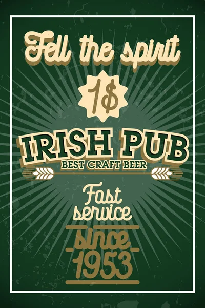 Banner vintage pub irlandés de color — Archivo Imágenes Vectoriales