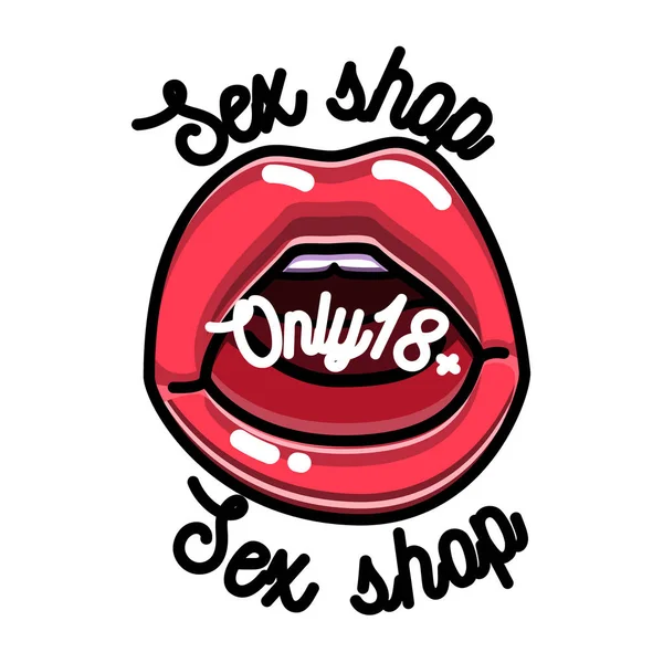 Cor vintage sex shop emblema —  Vetores de Stock