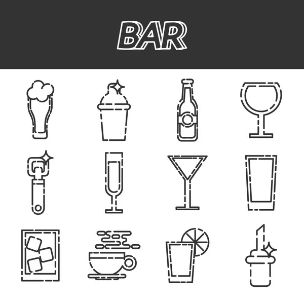 Bar platta ikoner set — Stock vektor