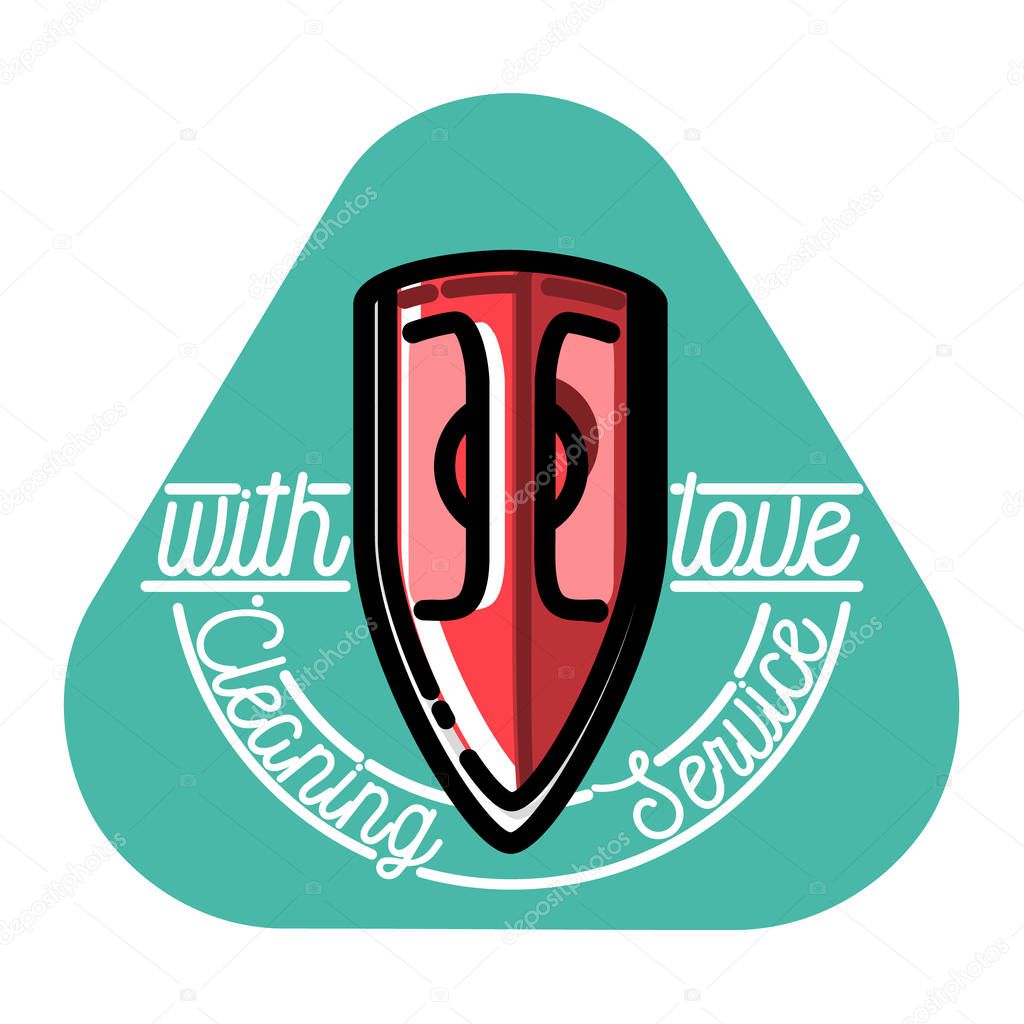 Color vintage cleaning service emblem. Vector illustration, EPS 10