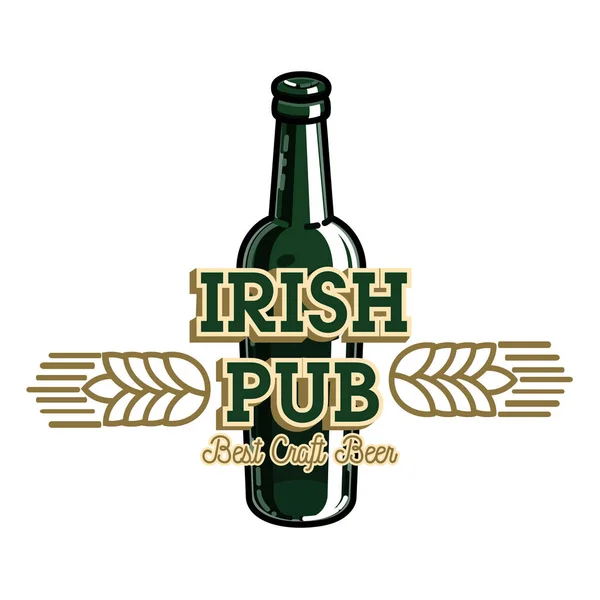 Color vintage emblema del pub irlandés — Archivo Imágenes Vectoriales