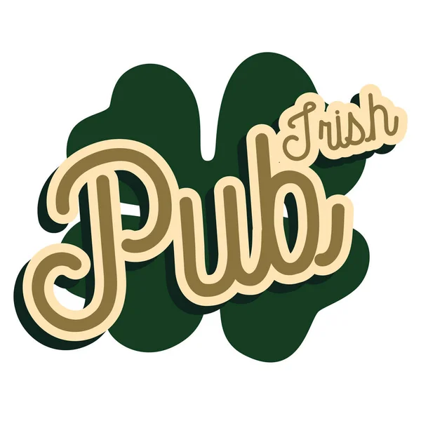 Couleur vintage pub irlandais emblème — Image vectorielle