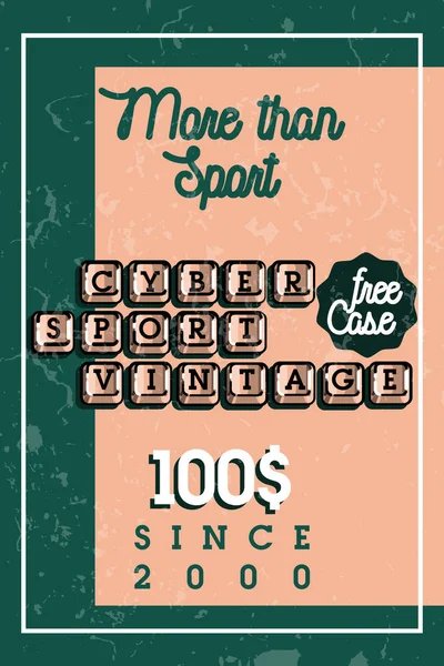 Färg vintage cyber sport banner — Stock vektor