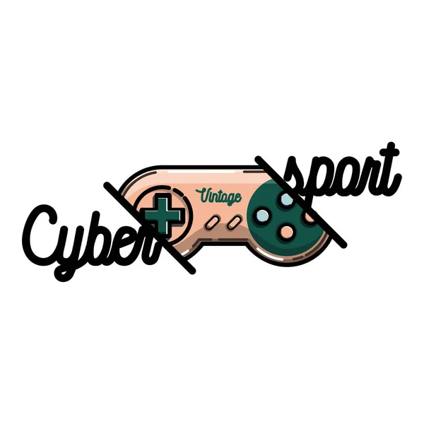 Banner deportivo cibernético vintage de color — Vector de stock