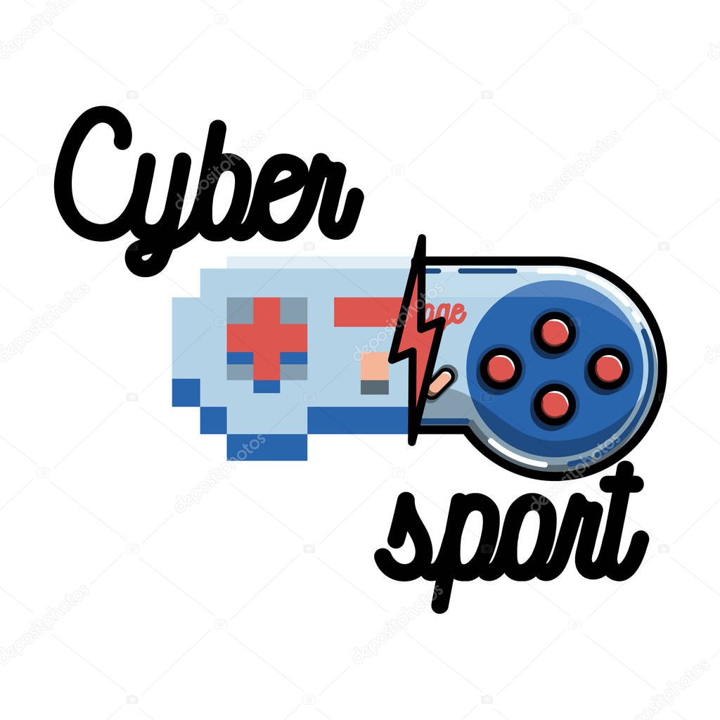 Color vintage cyber sport banner. Logo for cybersport discipline or cybersport team.