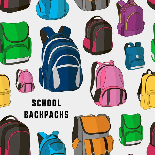 Цветные школьные рюкзаки — стоковый вектор