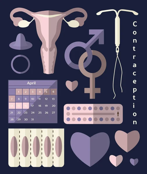 Zestaw dnia antykoncepcji — Wektor stockowy