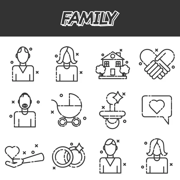 Ensemble d'icônes familiales — Image vectorielle