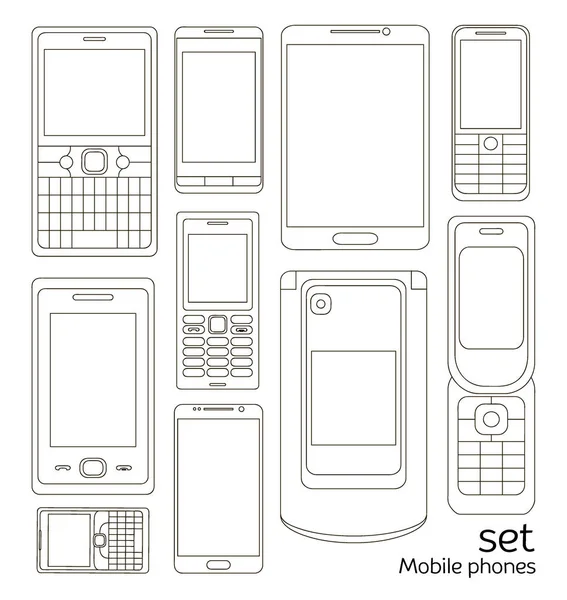 Set di telefoni cellulari — Vettoriale Stock