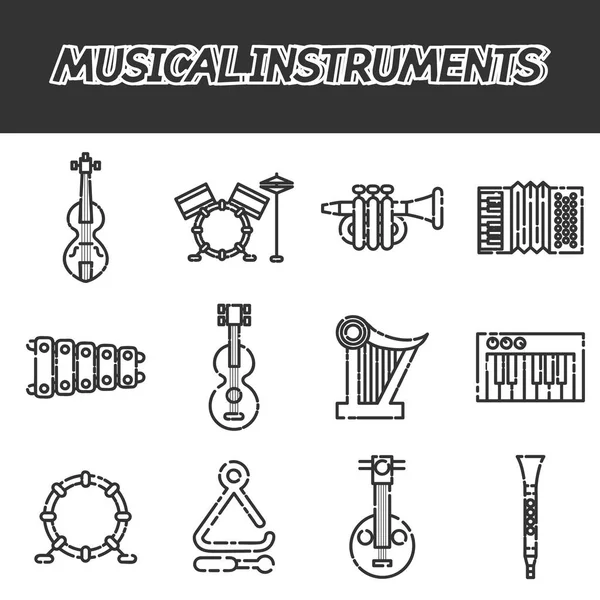 Symbolset für Musikinstrumente — Stockvektor