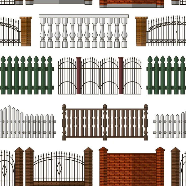 Conjunto de puertas y cercas patrón — Vector de stock
