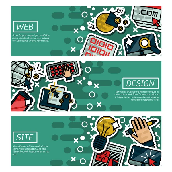 Reihe von horizontalen Bannern über Webdesign — Stockvektor