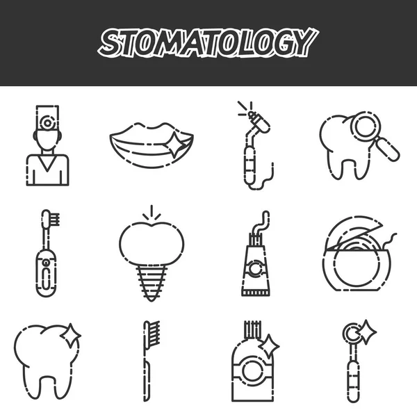 Stomatoloji Simgeleri Ayarlandı — Stok Vektör