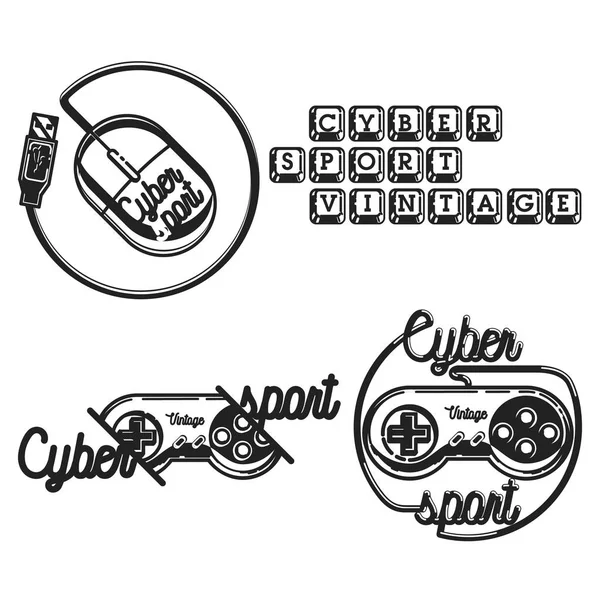Cor emblemas do esporte cibernético vintage —  Vetores de Stock