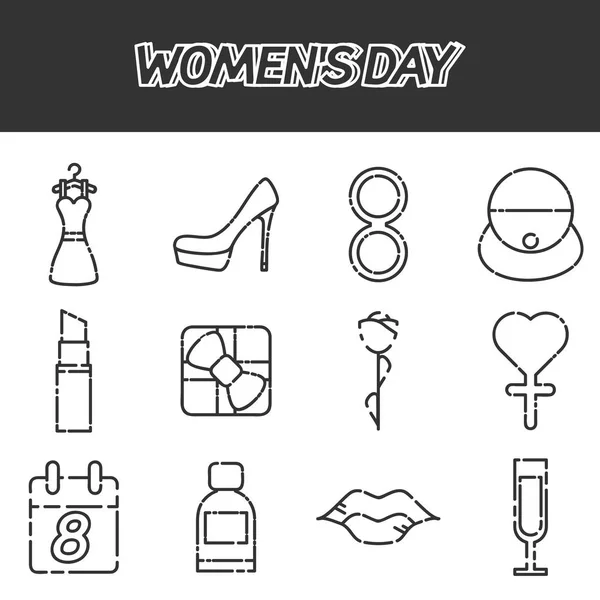 Symbole für den Frauentag gesetzt — Stockvektor