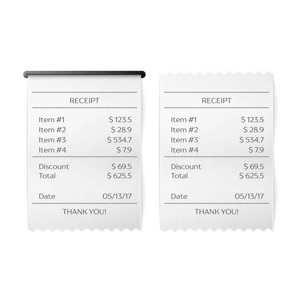 Printed receipt vector — Stock Vector