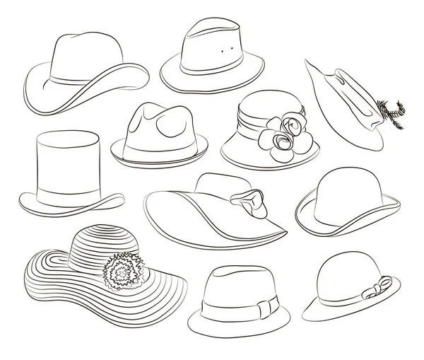 男と女の帽子のベクトルを設定 — ストックベクタ