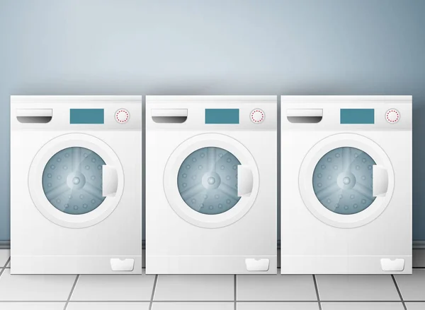 Waschmaschinen auf hellem Hintergrund — Stockvektor