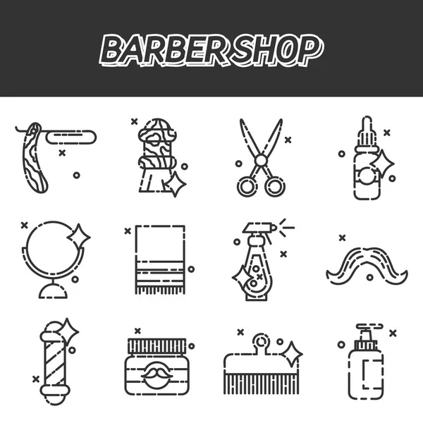 Barbeiro loja ícones planos conjunto —  Vetores de Stock