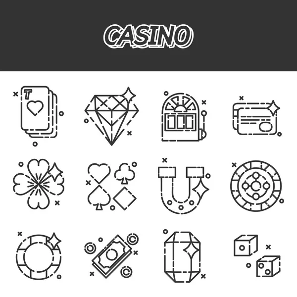 Casino flache Symbole gesetzt — Stockvektor