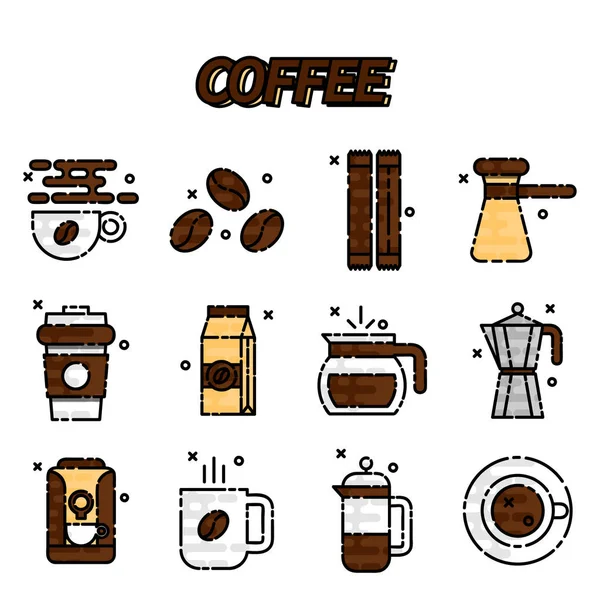 Conjunto de iconos planos de café — Vector de stock